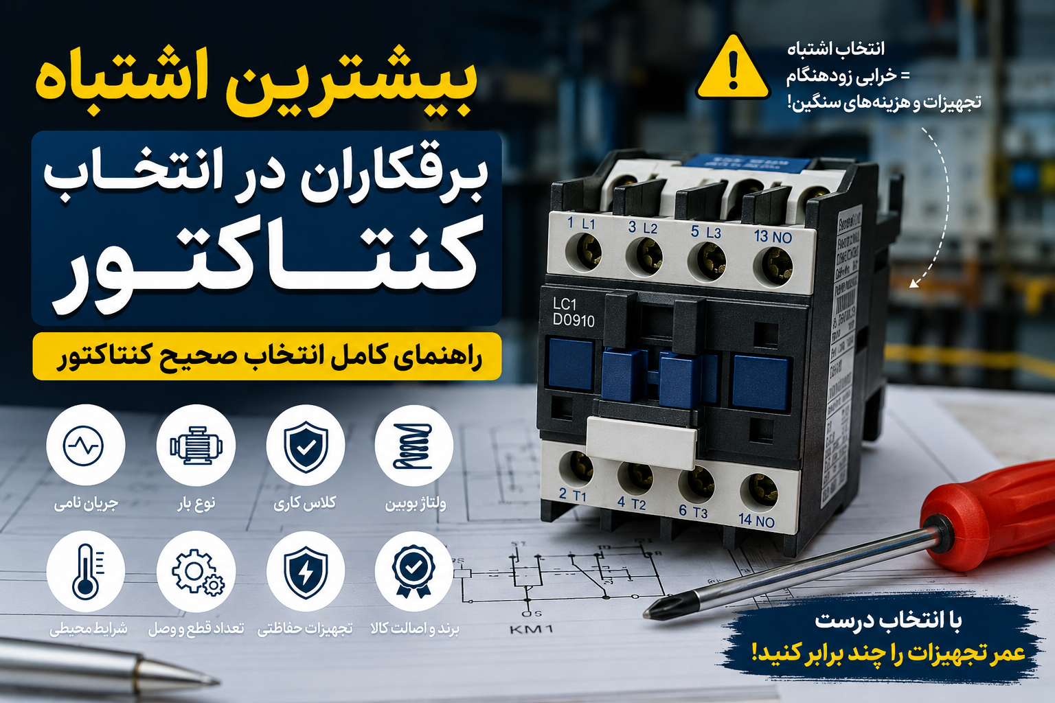 بیشترین اشتباه برقکاران در انتخاب کنتاکتور؛ چرا بسیاری از تجهیزات صنعتی زودتر از موعد خراب می‌شوند؟