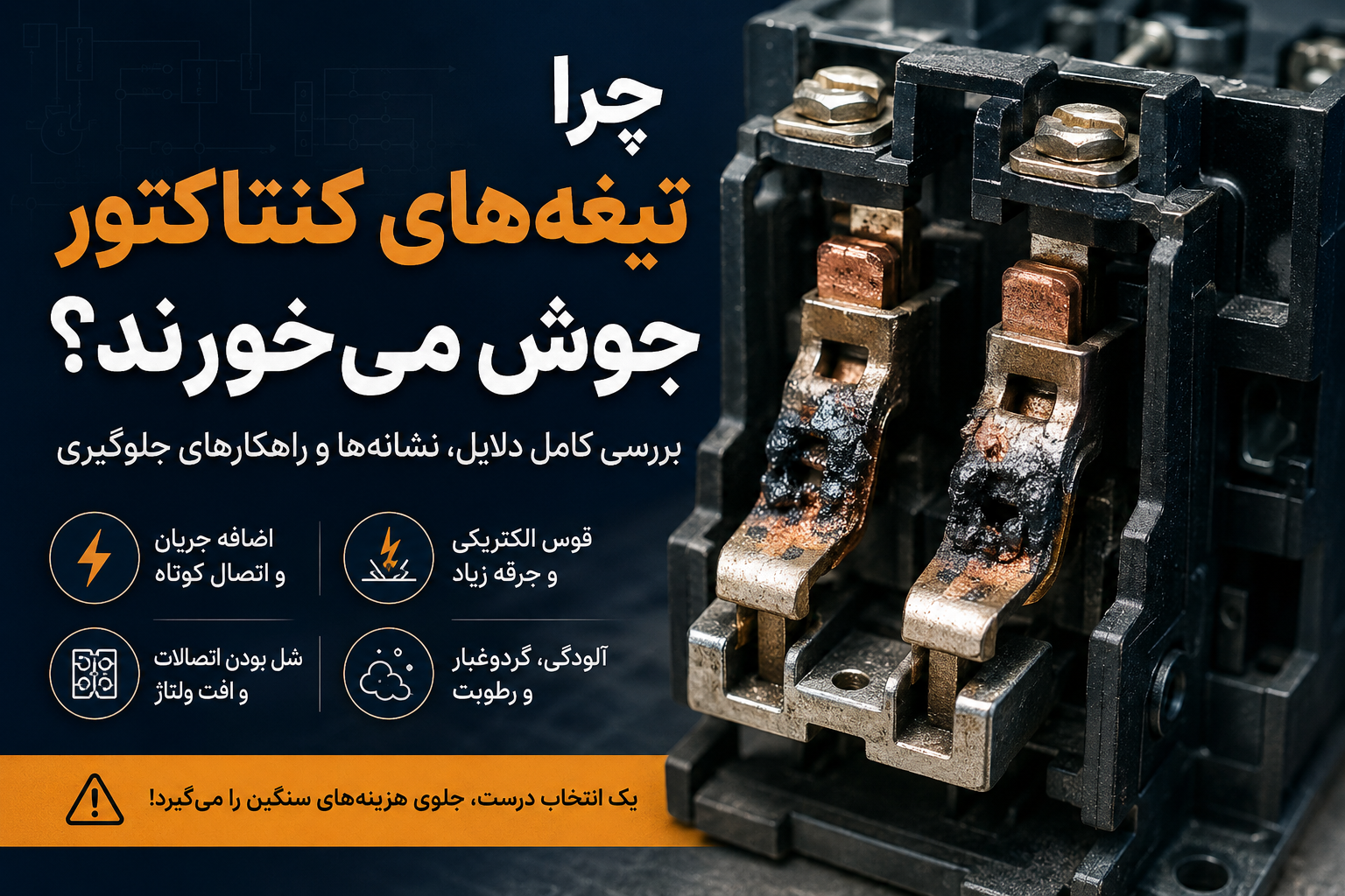 چرا تیغه‌ کنتاکتور جوش می‌خورد؟ بررسی کامل دلایل، روش‌های پیشگیری و راهکارهای تعمیر