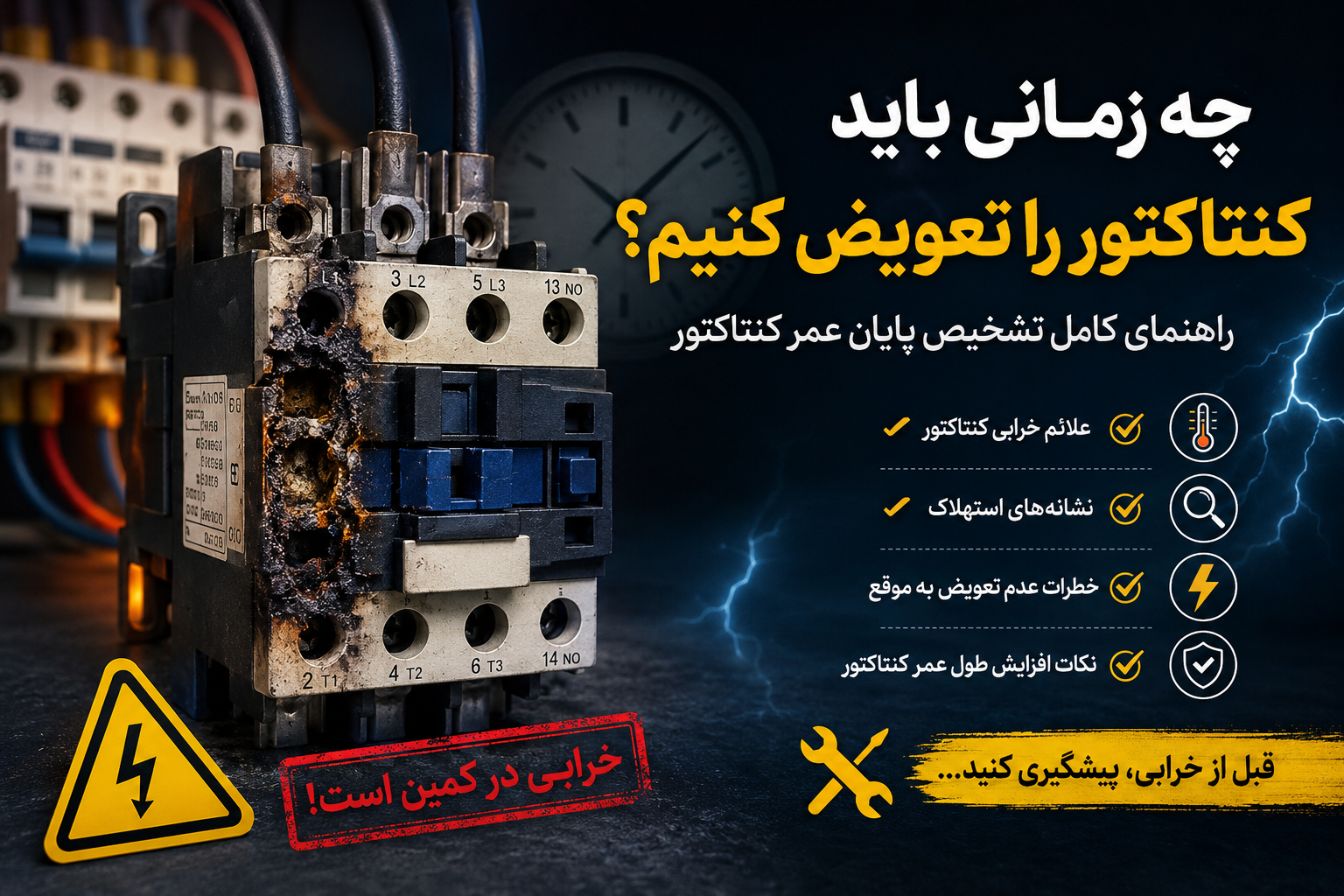 چه زمانی باید کنتاکتور را تعویض کنیم؟ راهنمای کامل تشخیص پایان عمر کنتاکتور
