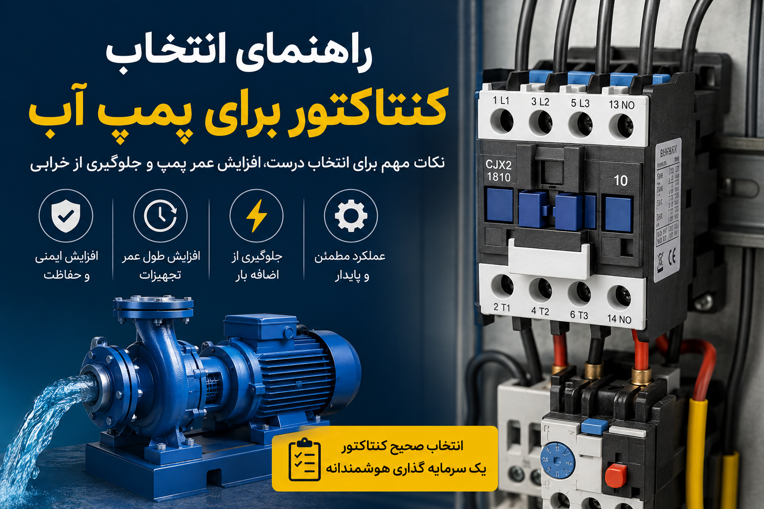 راهنمای انتخاب کنتاکتور برای پمپ آب
